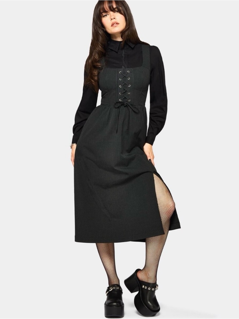 NWT Disturbia Gloom Lace Up Corset Midi Dress 12